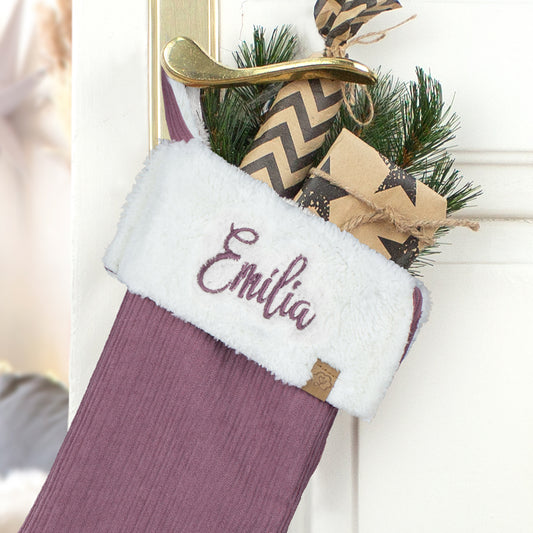 Nikolausstrumpf zum Befüllen Weihnachtssocke personalisiert mit Name bestickt - rosa