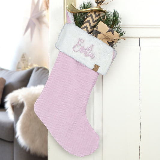 Nikolausstrumpf zum Befüllen Weihnachtssocke personalisiert mit Name bestickt - rosa
