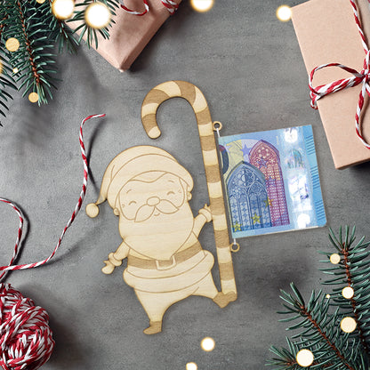Geschenkkarte - Holz - Geldgeschenk Weihnachten - Weihnachtsmann