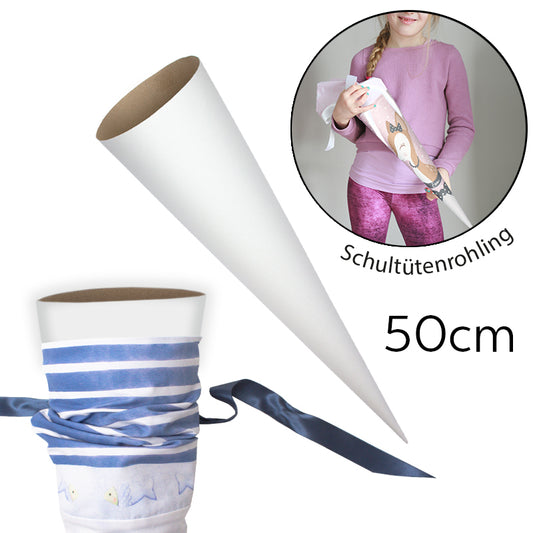 Schultüten Rohling aus Pappe rund stabil 50 cm