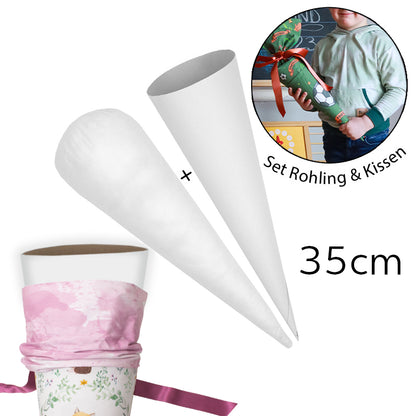 Set Rohling + Kissen für Schultüte DIY Bastelset 35 cm