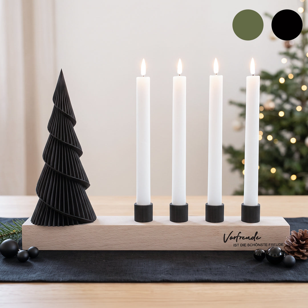 Adventskranz modern aus Holz Kerzenhalter Set Skandi Adventsleiste 3D-Druck mit LED-Kerzen Kerzen