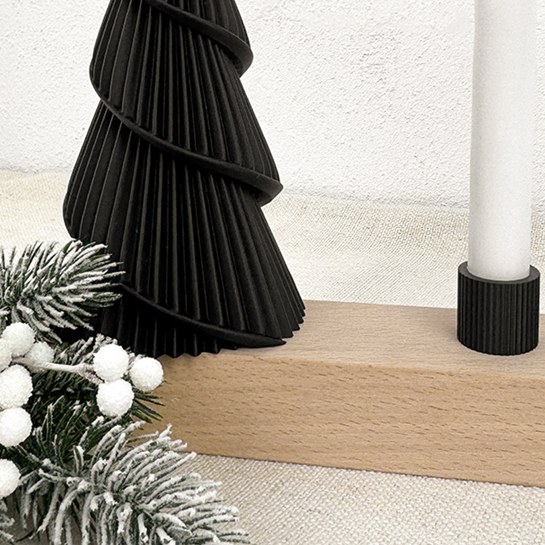 Adventskranz modern aus Holz Kerzenhalter Set Skandi Adventsleiste 3D-Druck mit LED-Kerzen Kerzen