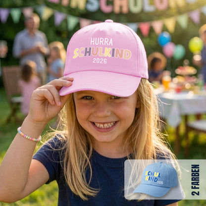 Kappe bedruckt Kindergröße verstellbare Basecap „Schulkind 2026“