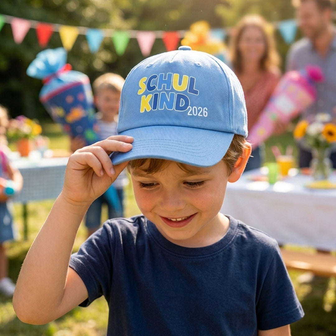 Kappe bedruckt Kindergröße verstellbare Basecap „Schulkind 2026“