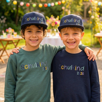 Snapback Cap bestickt Dunkelblau Basecap Kappe „Schulkind 2026“