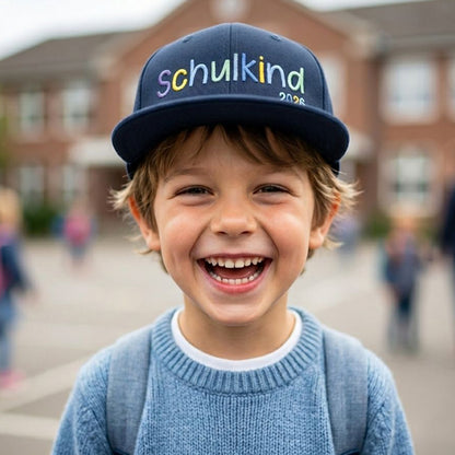 Snapback Cap bestickt Dunkelblau Basecap Kappe „Schulkind 2026“