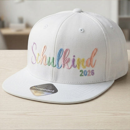 Snapback Cap bestickt Pastell Basecap Kappe „Schulkind 2026“