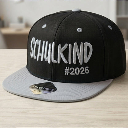 Snapback Cap bestickt zweifarbige Basecap Kappe „Schulkind 2026“