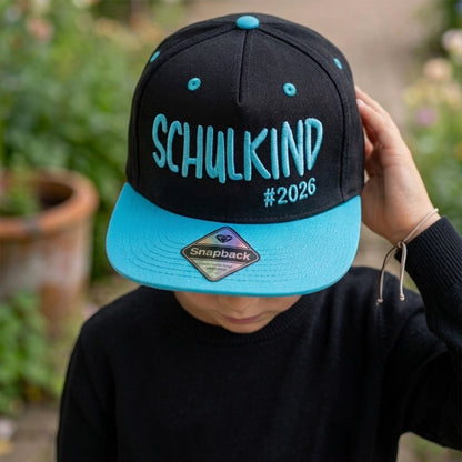 Snapback Cap bestickt zweifarbige Basecap Kappe „Schulkind 2026“