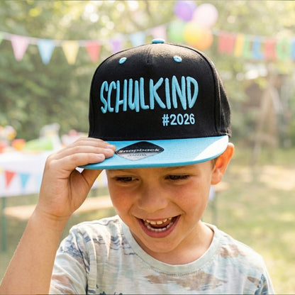 Snapback Cap bestickt zweifarbige Basecap Kappe „Schulkind 2026“