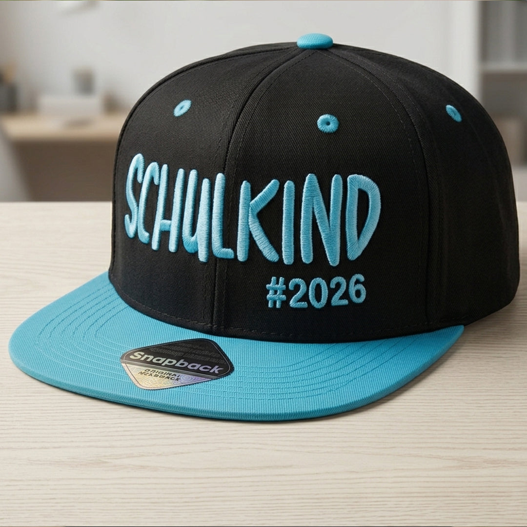 Snapback Cap bestickt zweifarbige Basecap Kappe „Schulkind 2026“
