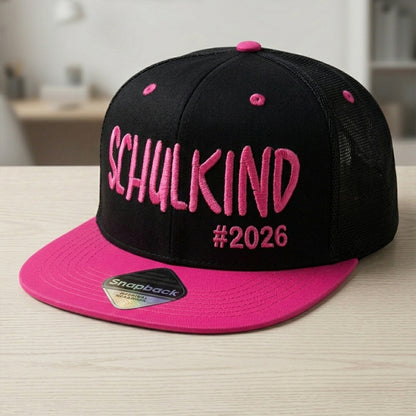 Snapback Cap bestickt zweifarbige Basecap Kappe „Schulkind 2026“