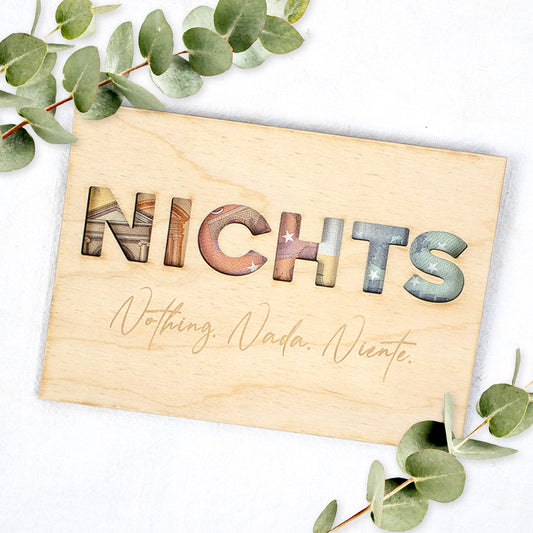 Geschenkkarte - Holz - Geldgeschenk - Nichts Nada Niente