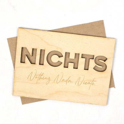 Geschenkkarte - Holz - Geldgeschenk - Nichts Nada Niente