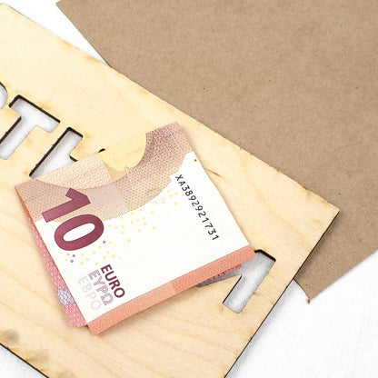 Geschenkkarte - Holz - Geldgeschenk - Nichts Nada Niente