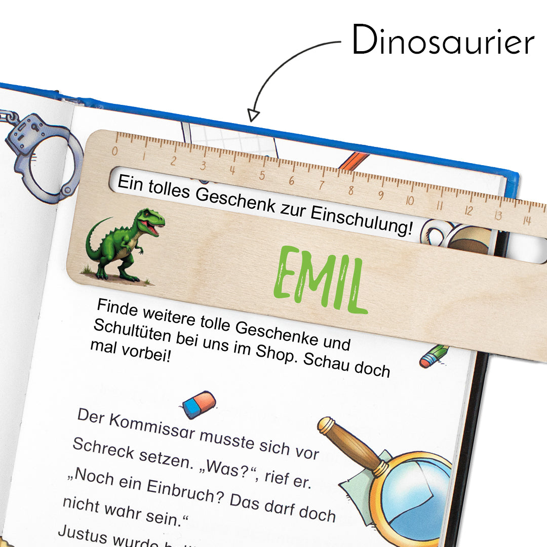 Lesehilfe und Lineal aus Holz personalisiert mit Name Geschenk zur Einschulung - Jungs