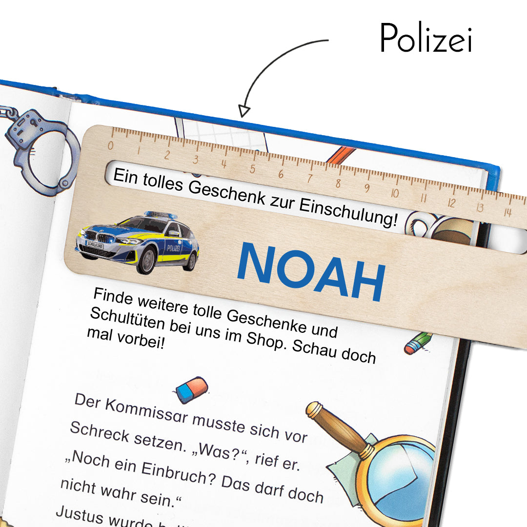 Lesehilfe und Lineal aus Holz personalisiert mit Name Geschenk zur Einschulung - Jungs