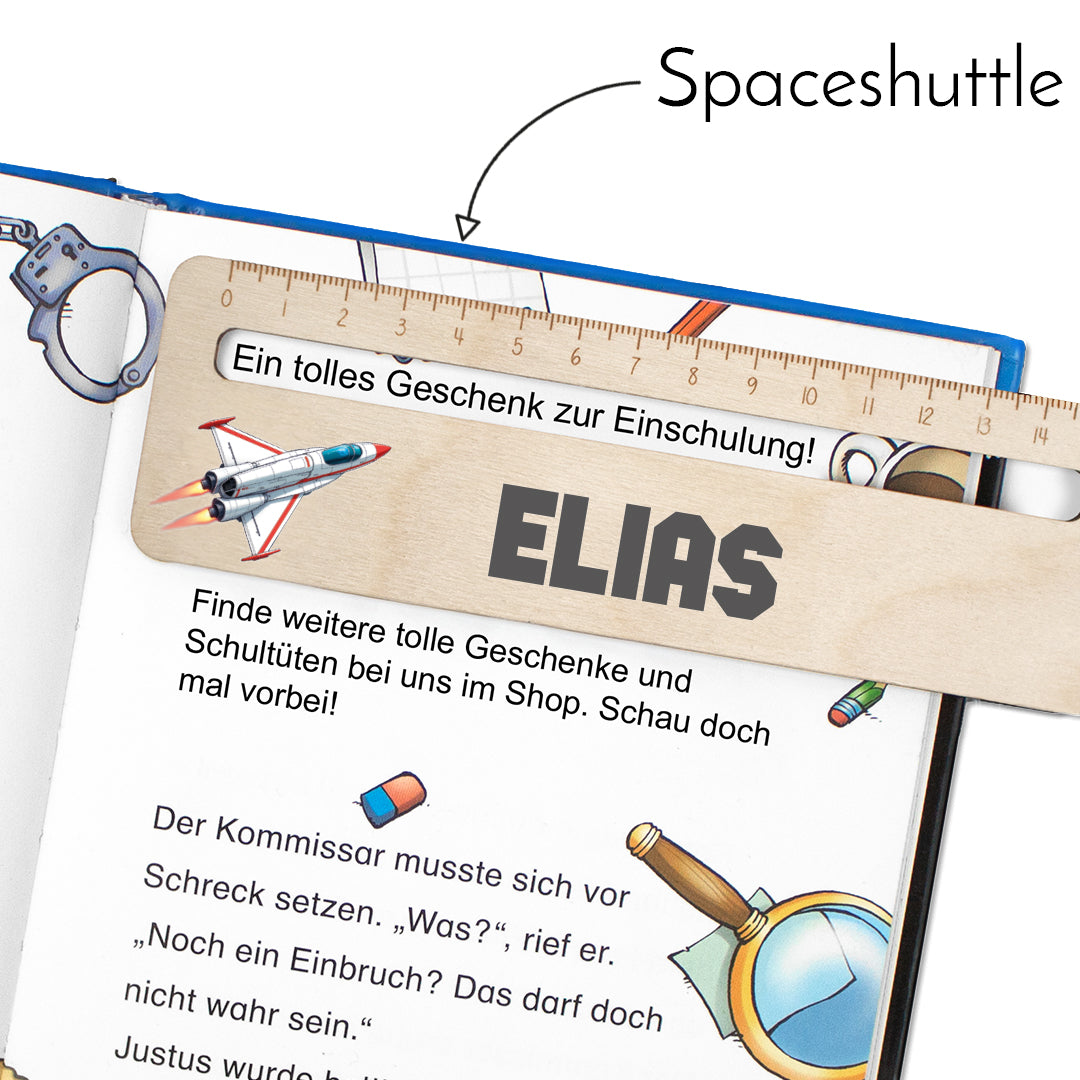 Lesehilfe und Lineal aus Holz personalisiert mit Name Geschenk zur Einschulung - Jungs