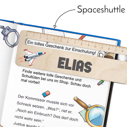 Lesehilfe und Lineal aus Holz personalisiert mit Name Geschenk zur Einschulung - Jungs