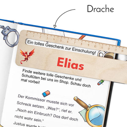 Lesehilfe und Lineal aus Holz personalisiert mit Name Geschenk zur Einschulung - Jungs