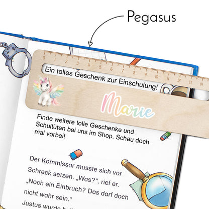 Lesehilfe und Lineal aus Holz personalisiert mit Name Geschenk zur Einschulung - Mädchen