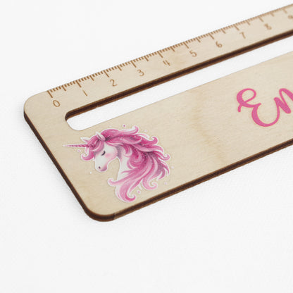Lesehilfe und Lineal aus Holz personalisiert mit Name Geschenk zur Einschulung - Mädchen