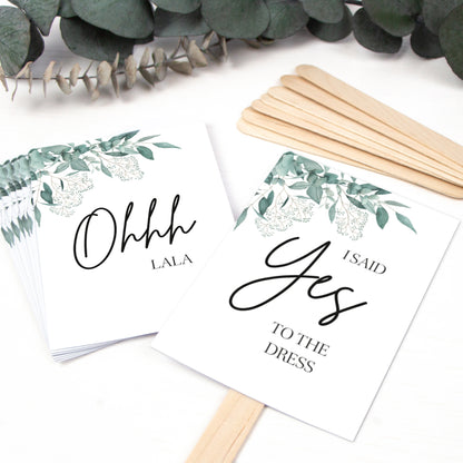 Brautkleid Anprobe Postkarten Set 8 Stück A6 Karten zur Hochzeit Say Yes To The Dress Eukalyptus