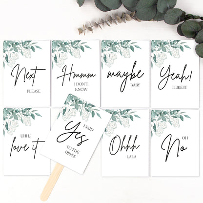 Brautkleid Anprobe Postkarten Set 8 Stück A6 Karten zur Hochzeit Say Yes To The Dress Eukalyptus