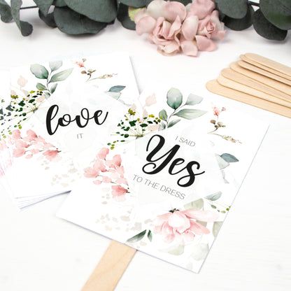 Brautkleid Anprobe Postkarten Set 8 Stück A6 Karten zur Hochzeit Say Yes To The Dress Pfingstrosen