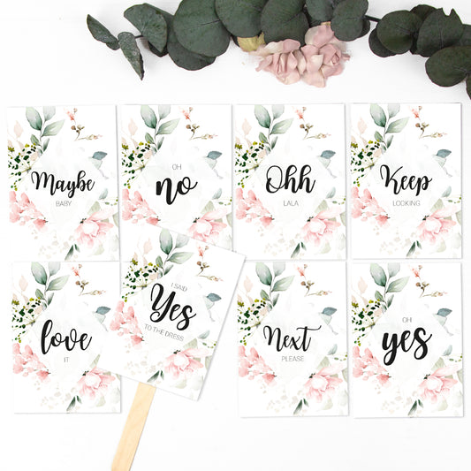 Brautkleid Anprobe Postkarten Set 8 Stück A6 Karten zur Hochzeit Say Yes To The Dress Pfingstrosen