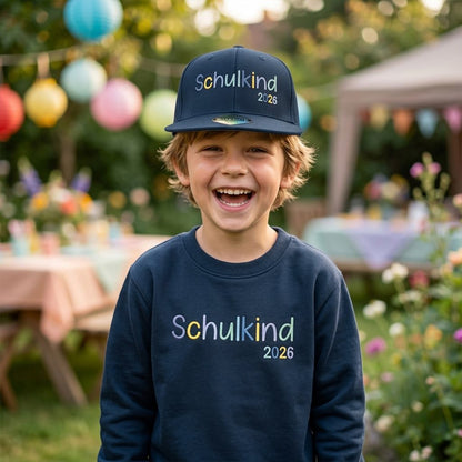 Sweatshirt Pullover bestickt „Schulkind 2026“ Geschenk zur Einschulung Jungs