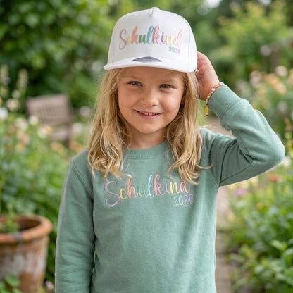 Sweatshirt Pullover bestickt „Schulkind 2026“ Geschenk zur Einschulung Mädchen