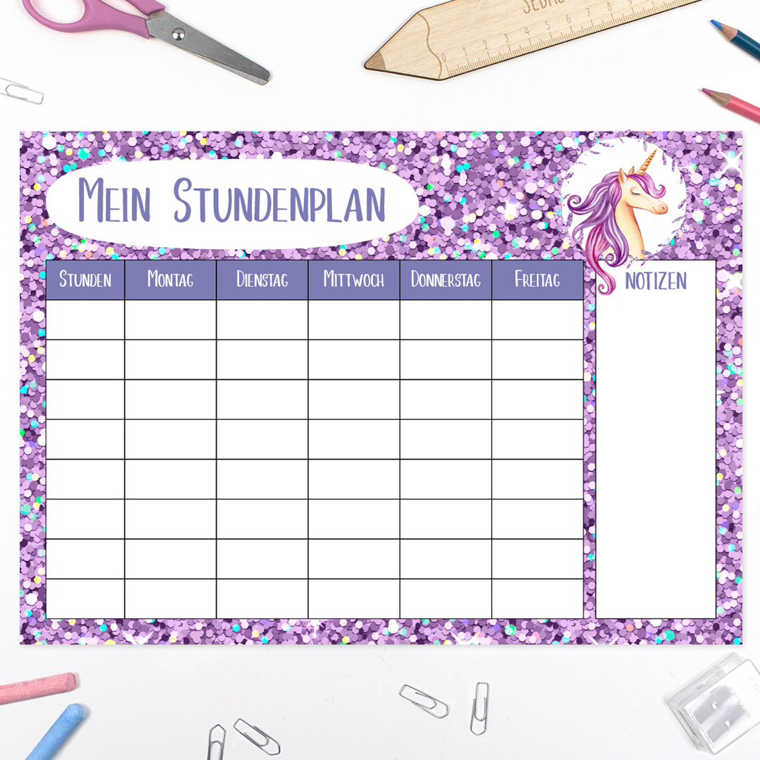 Stundenplan - Glitzer Einhorn