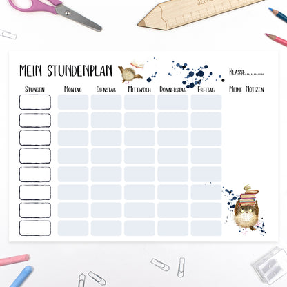 Schultüte aus Baumwolle mit Wunschname - Kleine Eule - 85 cm