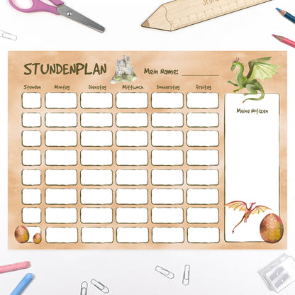 Schultüte aus Stoff mit Wunschname - Königreich der Drachen - 70 cm