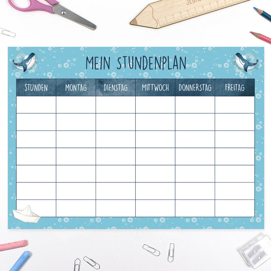 Schultüte aus Baumwolle mit Wunschname - Matrose Wal - 70 cm