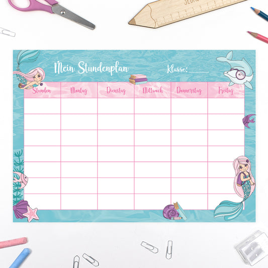 Schultüte aus Baumwolle mit Wunschname - Mermaid School - 70 cm