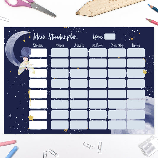 Schultüte aus Baumwolle mit Wunschname - Mondscheinfee - 70 cm