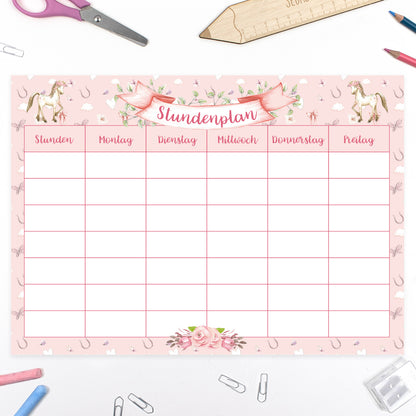 DIY Schultüte zum Selbernähen Schnittmuster auf Stoff mit Wunschname personalisierbar - Pretty Pony - 70 cm