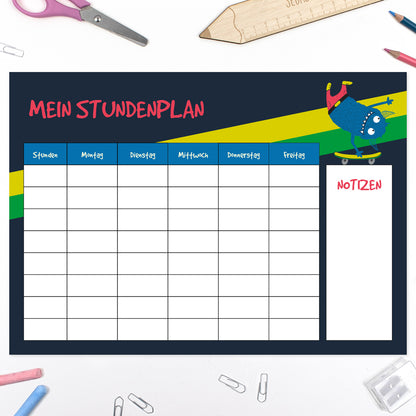 DIY Schultüte zum Selbernähen Schnittmuster auf Stoff mit Wunschname personalisierbar - Skater Monster - 70 cm