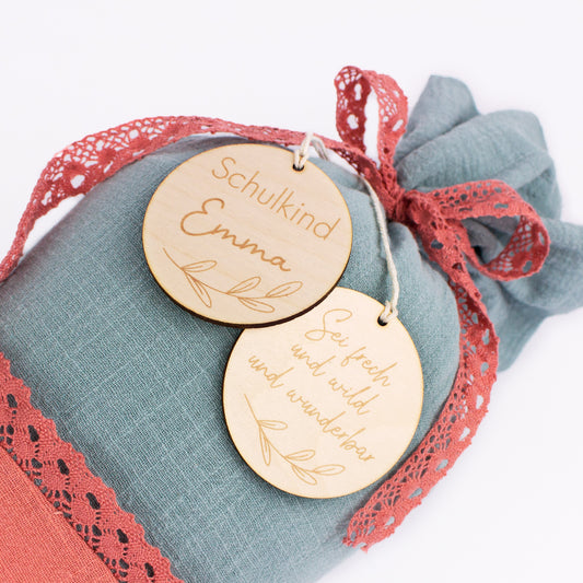 2er Set Anhänger Holz Wunschname - Frech, wild und wunderbar
