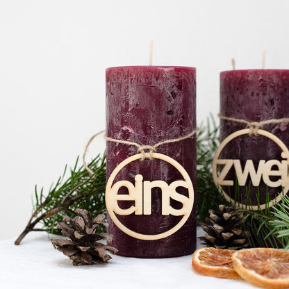 Adventskranz Zahlen Holz Anhänger 1-4 für Kerzen Adventszahlen Schreibmaschine