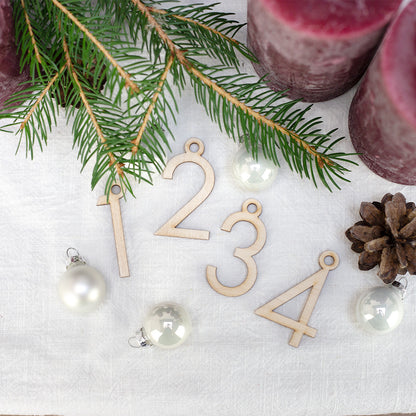 Adventskranz Zahlen Holz Anhänger 1-4 für Kerzen Adventszahlen Modern