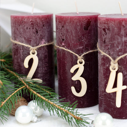 Adventskranz Zahlen Holz Anhänger 1-4 für Kerzen Adventszahlen Verspielt