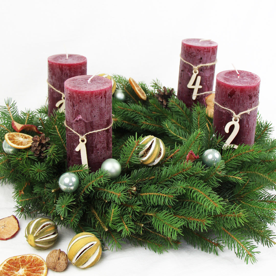 Adventskranz Zahlen Holz Anhänger 1-4 für Kerzen Adventszahlen Verspielt