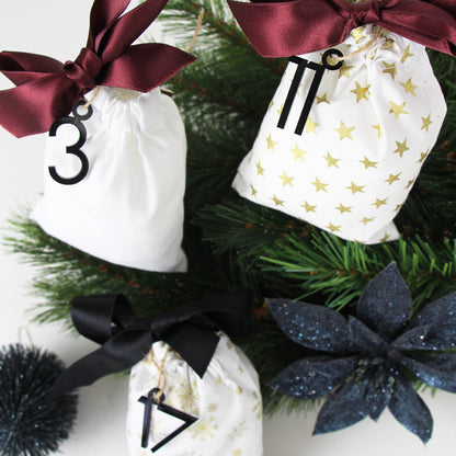 Adventskalender Zahlen Anhänger 1-24 zum Basteln Adventskalendersäckchen Nummern Modern schwarz/weiß