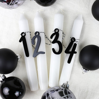 Adventskranz Zahlen Holz Anhänger 1-4 für Kerzen Adventszahlen Verspielt schwarz/weiß