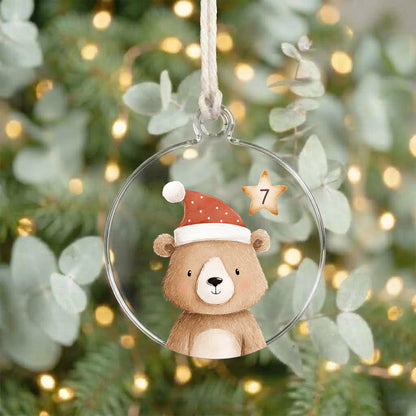 24 Adventskalender Anhänger aus transparentem Acryl 1-24 Holzanhänger DIY Adventskalender Selbst Befüllen für Kinder – Tierzauber