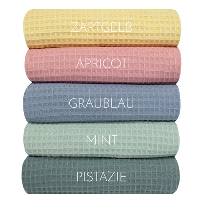 Stillkissen Set Kissen inkl. Bezug XXL Wunschname bestickt Seitenschläferkissen 190 cm Waffelpiqué 100% Baumwolle Pastell